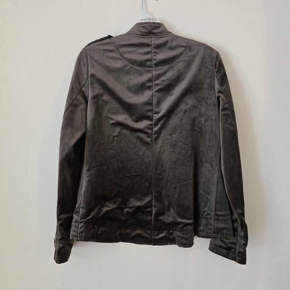 Alberto Makali Military Blazer Jacket Velvet Olive Brown Silver Crest Button 6 - Picture 7 of 10
